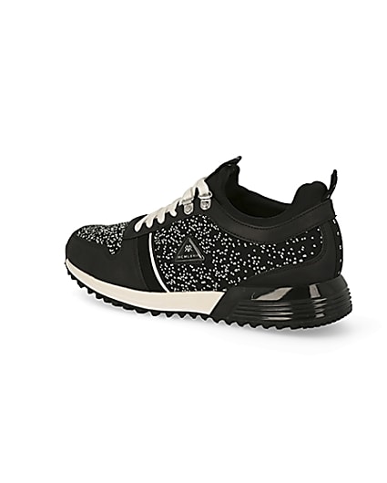 360 degree animation of product MCMLX black knitted lace-up trainers frame-5