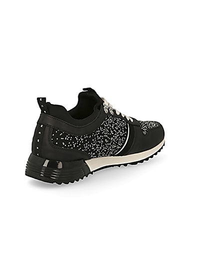 360 degree animation of product MCMLX black knitted lace-up trainers frame-12