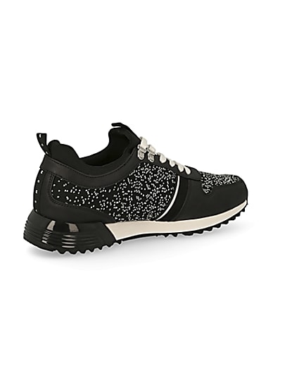 360 degree animation of product MCMLX black knitted lace-up trainers frame-13