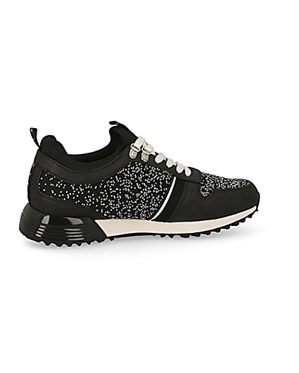 360 degree animation of product MCMLX black knitted lace-up trainers frame-14