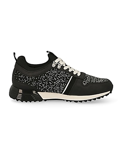 360 degree animation of product MCMLX black knitted lace-up trainers frame-15