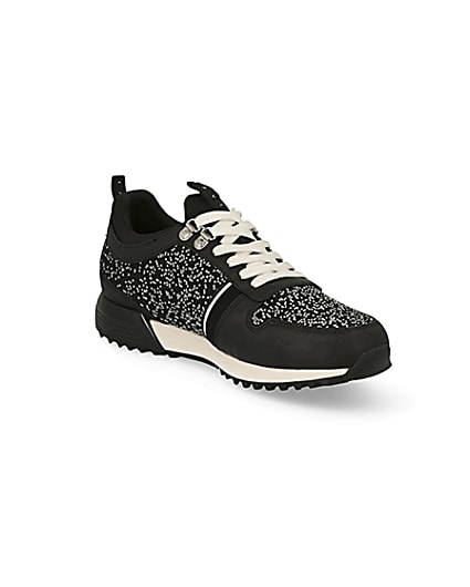 360 degree animation of product MCMLX black knitted lace-up trainers frame-18