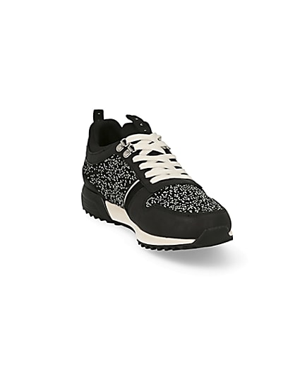 360 degree animation of product MCMLX black knitted lace-up trainers frame-19