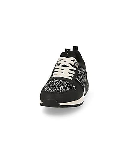 360 degree animation of product MCMLX black knitted lace-up trainers frame-22