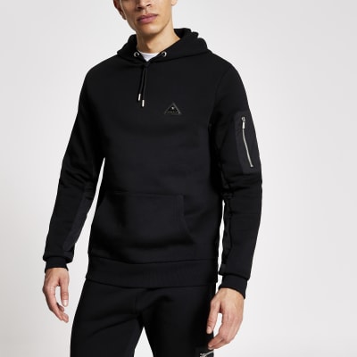 slim fit black hoodie