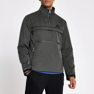 grey half zip