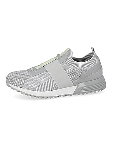 360 degree animation of product MCMLX grey elasticated knitted trainers frame-2