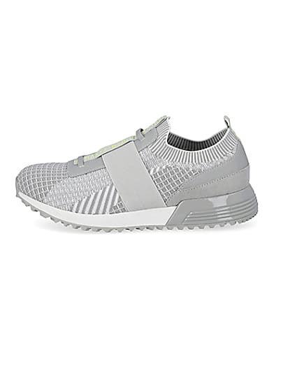 360 degree animation of product MCMLX grey elasticated knitted trainers frame-3