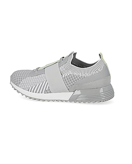 360 degree animation of product MCMLX grey elasticated knitted trainers frame-4