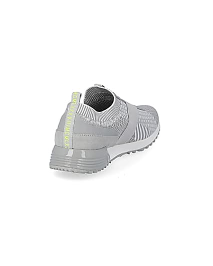 360 degree animation of product MCMLX grey elasticated knitted trainers frame-11