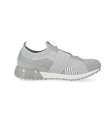 360 degree animation of product MCMLX grey elasticated knitted trainers frame-15