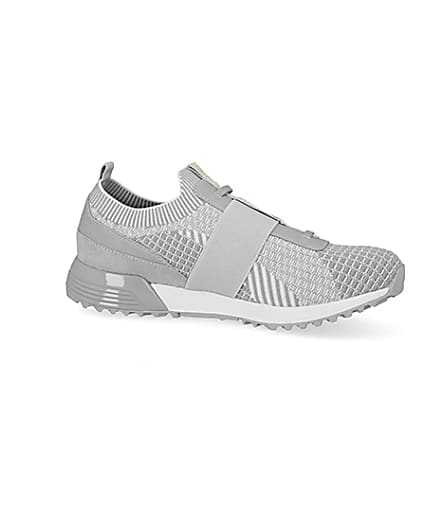 360 degree animation of product MCMLX grey elasticated knitted trainers frame-16