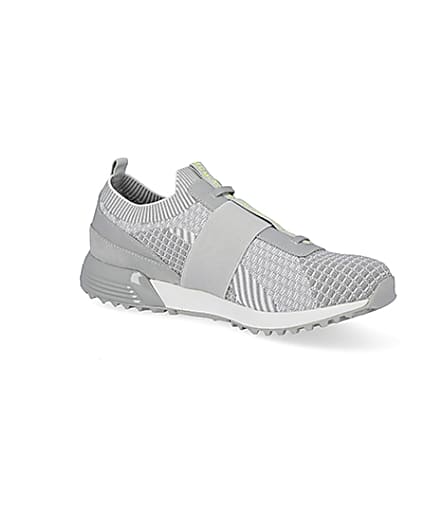 360 degree animation of product MCMLX grey elasticated knitted trainers frame-17