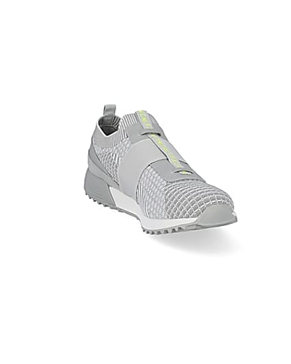 360 degree animation of product MCMLX grey elasticated knitted trainers frame-19