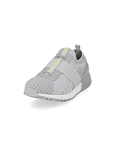 360 degree animation of product MCMLX grey elasticated knitted trainers frame-23