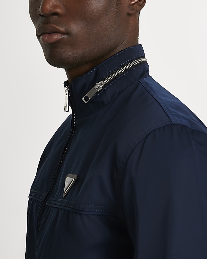 MCMLX navy zip front racer jacket