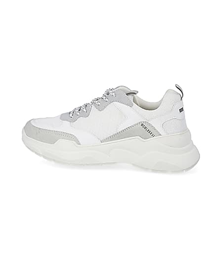 360 degree animation of product MCMLX white lace-up chunky trainers frame-4