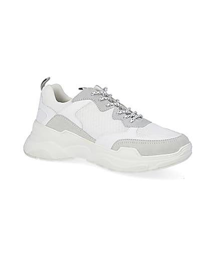 360 degree animation of product MCMLX white lace-up chunky trainers frame-17