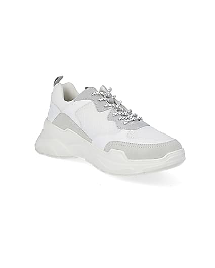 360 degree animation of product MCMLX white lace-up chunky trainers frame-18
