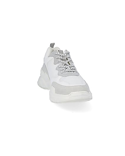 360 degree animation of product MCMLX white lace-up chunky trainers frame-20