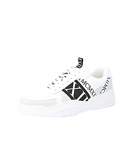 360 degree animation of product MCMLX white tape lace-up trainers frame-1