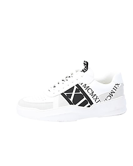 360 degree animation of product MCMLX white tape lace-up trainers frame-2