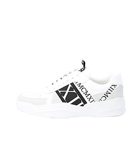 360 degree animation of product MCMLX white tape lace-up trainers frame-3