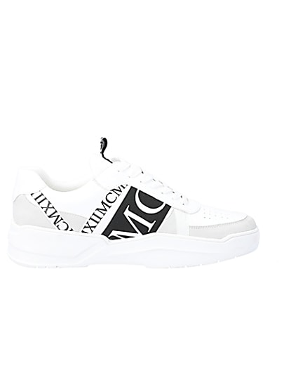 360 degree animation of product MCMLX white tape lace-up trainers frame-15