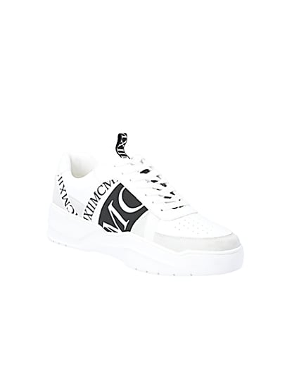 360 degree animation of product MCMLX white tape lace-up trainers frame-18