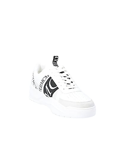 360 degree animation of product MCMLX white tape lace-up trainers frame-19