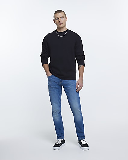 Medium Blue Relaxed Skinny Fit Jeans