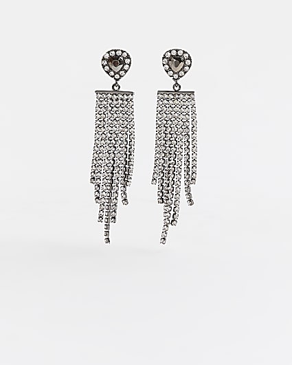 Metal heart chain drop earrings