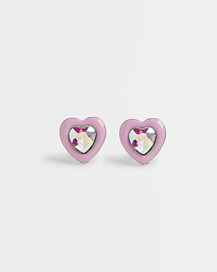 Metal heart crystal earrings