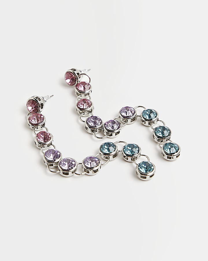 Metal ombre stone drop earrings