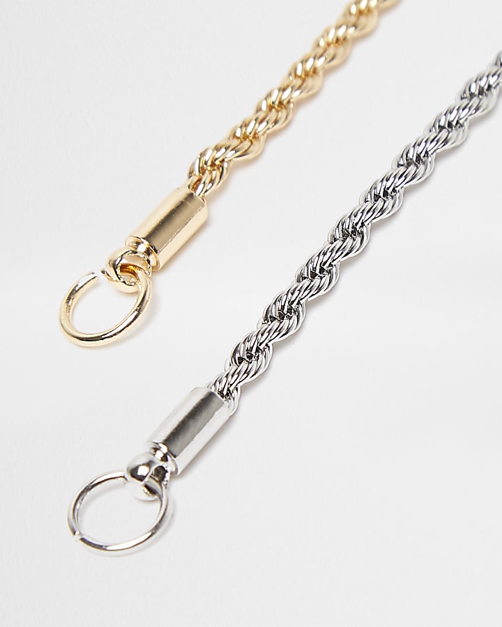 Metal twist multirow chain necklace 2 pack
