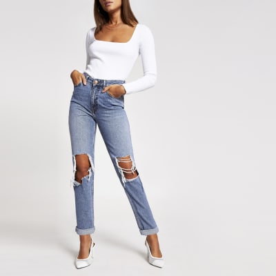 river island blue ripped jeans