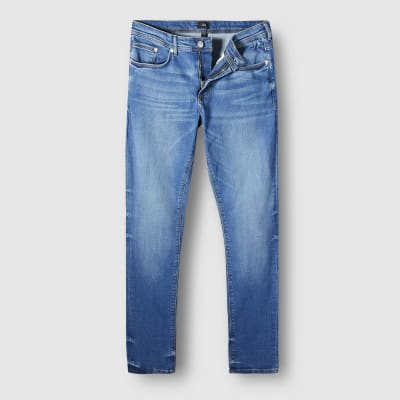 river island dark blue sid skinny jeans
