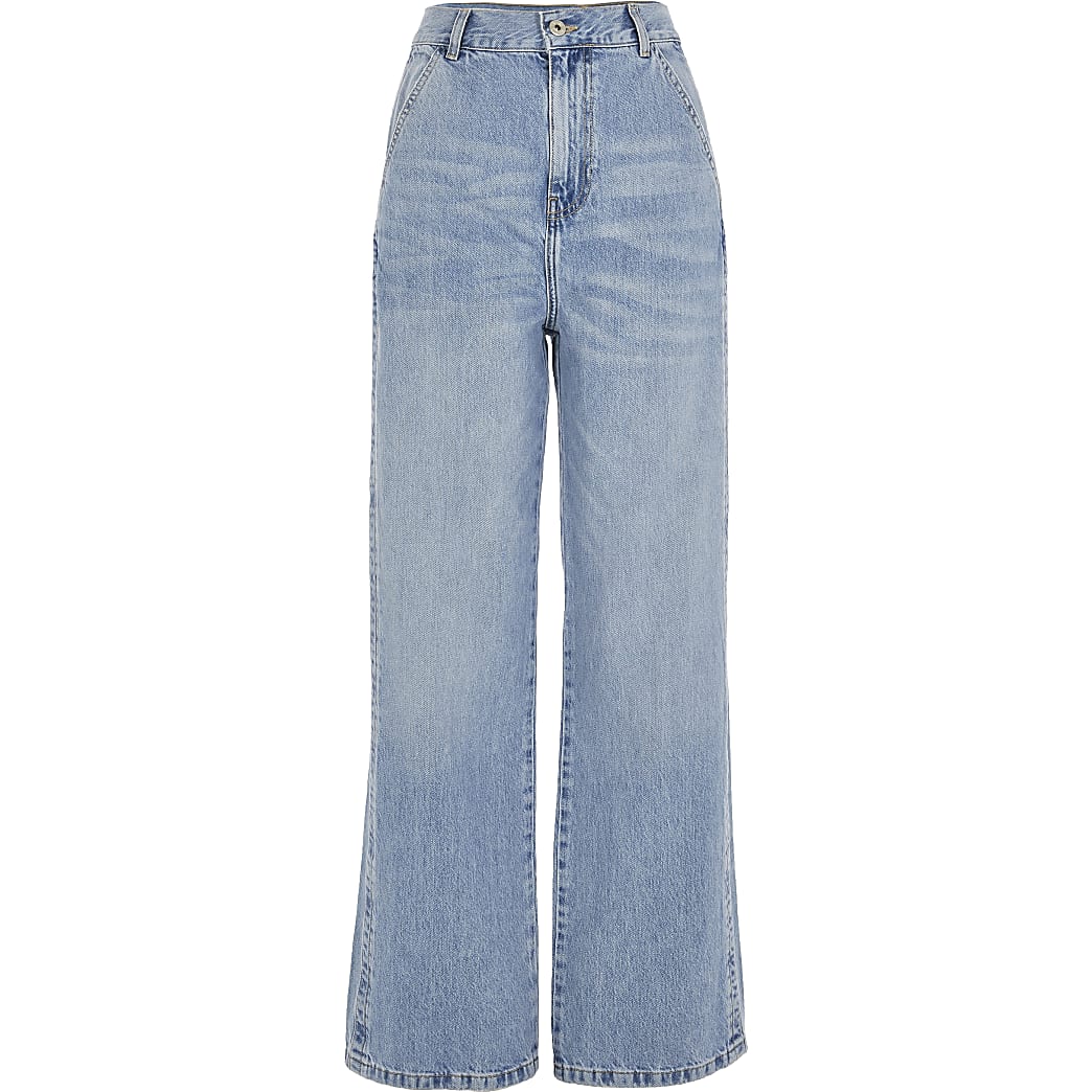 Betere Middenblauwe slim-fit jeans met wijde pijpen | River Island DO-51