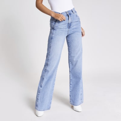 Mid blue slim wide leg jeans | River Island