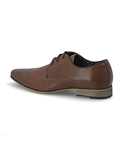360 degree animation of product Mid brown textured derby shoes frame-5