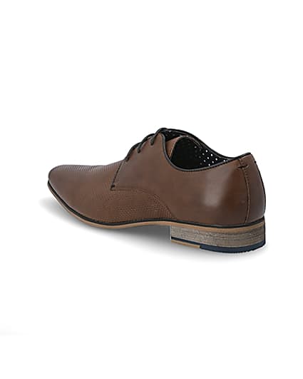 360 degree animation of product Mid brown textured derby shoes frame-6