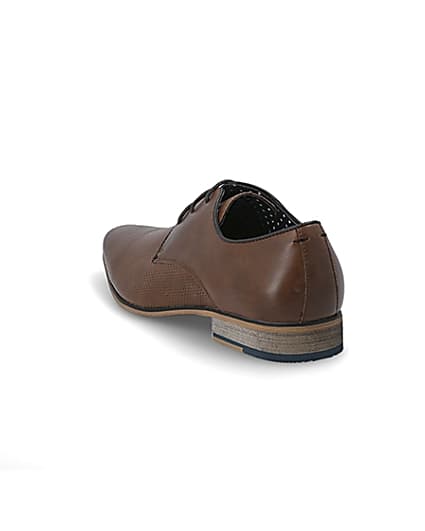 360 degree animation of product Mid brown textured derby shoes frame-7