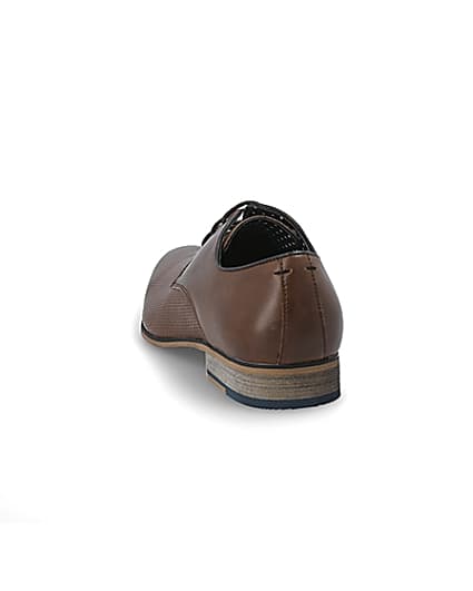 360 degree animation of product Mid brown textured derby shoes frame-8