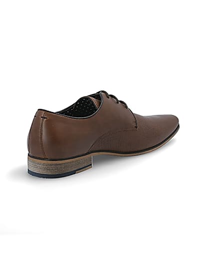 360 degree animation of product Mid brown textured derby shoes frame-12