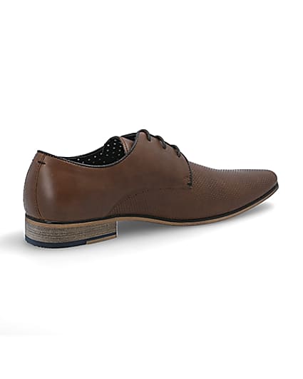360 degree animation of product Mid brown textured derby shoes frame-13