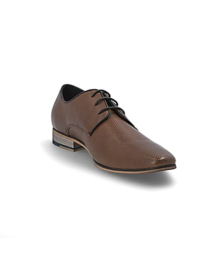 360 degree animation of product Mid brown textured derby shoes frame-19