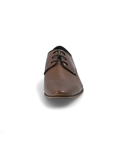 360 degree animation of product Mid brown textured derby shoes frame-21