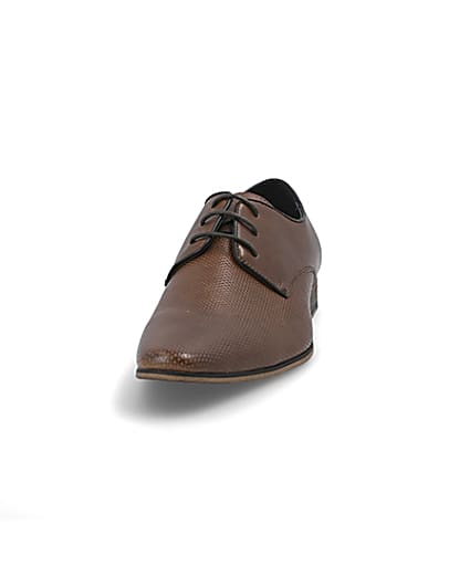 360 degree animation of product Mid brown textured derby shoes frame-22
