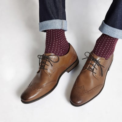 wide fit tan brogues