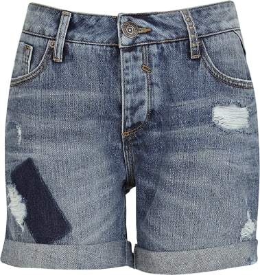 distressed denim boyfriend shorts